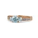 1 - Dzeni Aquamarine Three Stone with Side Diamond Ring 