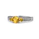 1 - Dzeni Citrine Three Stone with Side Diamond Ring 