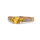 1 - Dzeni Citrine Three Stone with Side Diamond Ring 
