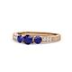 1 - Ayaka Blue Sapphire Three Stone with Side Diamond Ring 