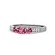 1 - Ayaka Pink Tourmaline Three Stone with Side Diamond Ring 
