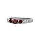 1 - Ayaka Red Garnet Three Stone with Side Diamond Ring 