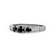 1 - Ayaka Black Diamond Three Stone with Side Diamond Ring 