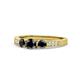 1 - Ayaka Black Diamond Three Stone with Side Diamond Ring 