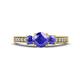 1 - Valene Tanzanite Three Stone with Side Diamond Ring 