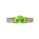 1 - Valene Peridot Three Stone with Side Diamond Ring 