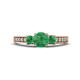 1 - Valene Emerald Three Stone with Side Diamond Ring 