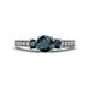 1 - Valene London Blue Topaz Three Stone with Side Diamond Ring 