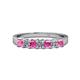 1 - Evia 3.00 mm Pink Sapphire and Diamond Wedding Band 