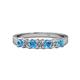 1 - Evia 3.00 mm Blue Topaz and Diamond Wedding Band 