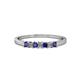 1 - Evia 2.00 mm Princess Cut Blue Sapphire and Diamond 7 Stone Wedding Band 