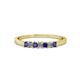 1 - Evia 2.00 mm Princess Cut Blue Sapphire and Diamond 7 Stone Wedding Band 