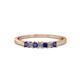 1 - Evia 2.00 mm Princess Cut Blue Sapphire and Diamond 7 Stone Wedding Band 