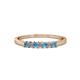 1 - Evia 2.00 mm Princess Cut Blue Topaz and Diamond 7 Stone Wedding Band 