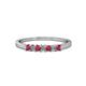 1 - Evia 2.00 mm Princess Cut Ruby and Diamond 7 Stone Wedding Band 