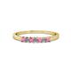 1 - Evia 2.00 mm Princess Cut Pink Sapphire and Diamond 7 Stone Wedding Band 