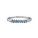 1 - Evia 2.00 mm Princess Cut Blue Topaz and Diamond 7 Stone Wedding Band 