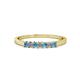 1 - Evia 2.00 mm Princess Cut Blue Topaz and Diamond 7 Stone Wedding Band 