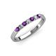 3 - Fiala 2.40 mm Amethyst and Diamond 7 Stone Wedding Band 