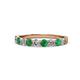 1 - Clara 3.00 mm Emerald and Diamond 10 Stone Wedding Band 