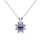 1 - Ianthe Iolite and Diamond Floral Halo Pendant 