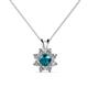 1 - Ianthe London Blue Topaz and Diamond Floral Halo Pendant 