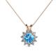 1 - Megan Blue Topaz and Diamond Floral Halo Pendant 