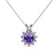 1 - Megan Iolite and Diamond Floral Halo Pendant 