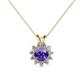 1 - Megan Iolite and Diamond Floral Halo Pendant 