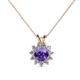 1 - Megan Iolite and Diamond Floral Halo Pendant 