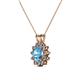 2 - Megan Blue Topaz and Diamond Floral Halo Pendant 