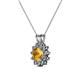 2 - Megan Citrine and Diamond Floral Halo Pendant 