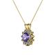 2 - Megan Iolite and Diamond Floral Halo Pendant 