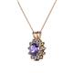 2 - Megan Iolite and Diamond Floral Halo Pendant 