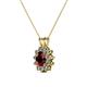 2 - Megan Red Garnet and Diamond Floral Halo Pendant 