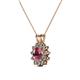 2 - Megan Rhodolite Garnet and Diamond Floral Halo Pendant 
