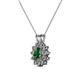 2 - Megan Diamond and Lab Created Alexandrite Floral Halo Pendant 