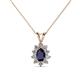 1 - Giselle Blue Sapphire and Diamond Halo Pendant 