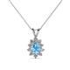 1 - Giselle Blue Topaz and Diamond Halo Pendant 