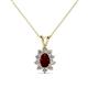 1 - Giselle Red Garnet and Diamond Halo Pendant 
