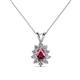 1 - Giselle Rhodolite Garnet and Diamond Halo Pendant 