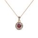 1 - Aazia Ruby and Diamond Circle Halo Pendant 