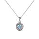 1 - Aazia Aquamarine and Diamond Circle Halo Pendant 