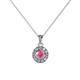 1 - Aazia Pink Tourmaline and Diamond Circle Halo Pendant 