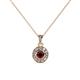 1 - Aazia Red Garnet and Diamond Circle Halo Pendant 