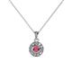 1 - Aazia Rhodolite Garnet and Diamond Circle Halo Pendant 