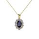 1 - Cadena Blue Sapphire and Diamond Halo Pendant 