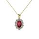 1 - Cadena Ruby and Diamond Halo Pendant 