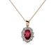 1 - Cadena Ruby and Diamond Halo Pendant 
