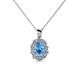1 - Cadena Blue Topaz and Diamond Halo Pendant 